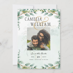Invitation Eucalyptus Feuille OR MARIAGE QR CODE BUDGET