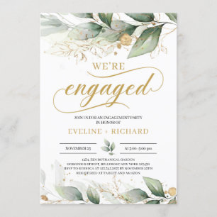Invitation Eucalyptus feuilles en or vert nous sommes engagés