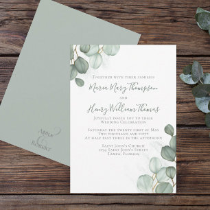 Invitation Eucalyptus Feuilles minimaliste Aquarelle Élégante