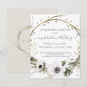 Invitation Eucalyptus floral Mariage reprogrammé gris n blanc