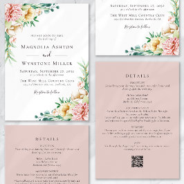 Invitation Eucalyptus Floral Rose tout en un Mariage