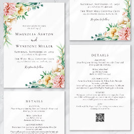 Invitation Eucalyptus Floral Rose tout en un Mariage