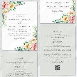 Invitation Eucalyptus Floral Sage Vert Tout en un Mariage