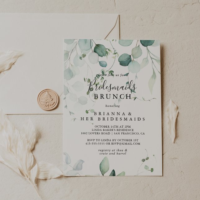 Invitation Eucalyptus Foliage Bridesmaids Brunch Douche (Créateur téléchargé)