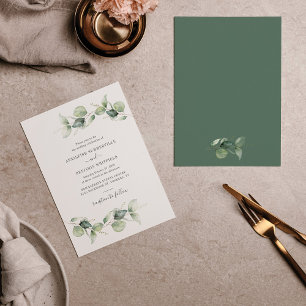 Invitation Eucalyptus Foliage Verdure Script Mariage moderne