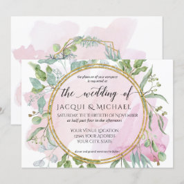 Invitation Eucalyptus Folich Blush Moderne Mariage Aquarelle
