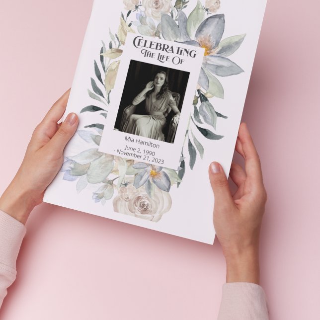 Invitation Eucalyptus Frame Memorial Ordre du service Program (Créateur téléchargé)