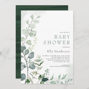 Invitation Eucalyptus Garden Baby shower élégant et verdoyant