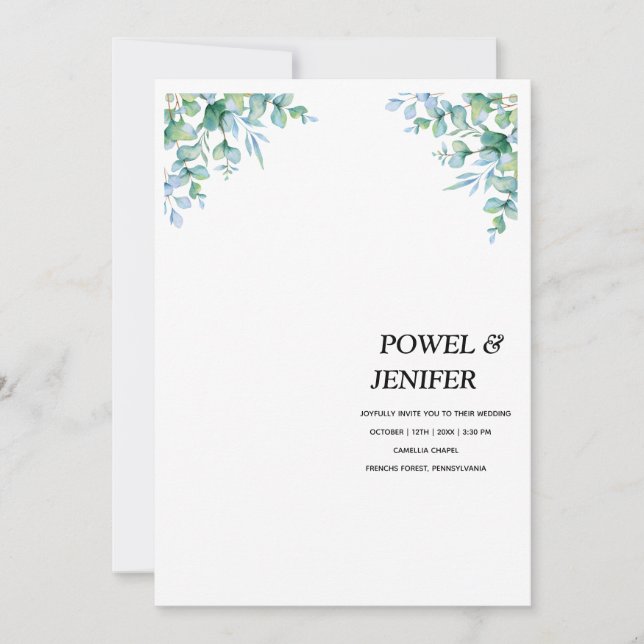 Invitation Eucalyptus generery wedding (Devant)