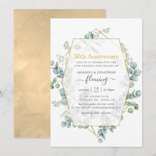 Invitation Eucalyptus Géométrique 50e Anniversaire de Mariage