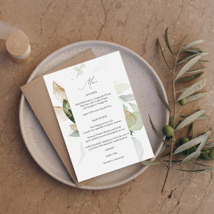 Invitation Eucalyptus Glow Gold Green Menu