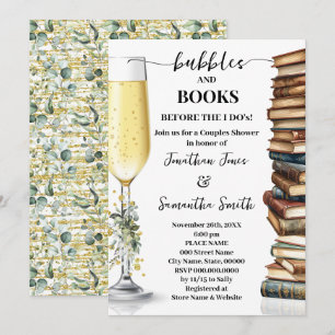 Invitation Eucalyptus Gold Bulles & Livres Enterrement de Vie