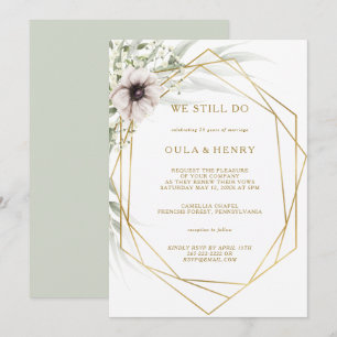 Invitation Eucalyptus Gold Géométrique Nous Faisons Encore Vo