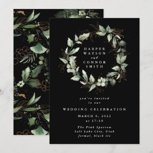 Invitation Eucalyptus Gold Noir Premium Wreath Verdure Moss