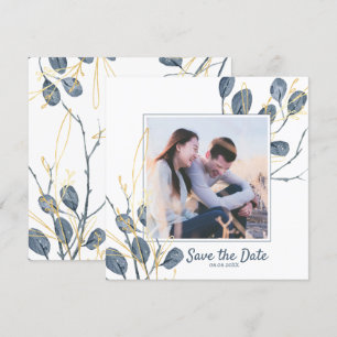 Invitation Eucalyptus & Gold Watercolor Garden Enregistrer la