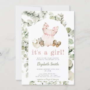 Invitation Eucalyptus Green Boho C'est un Baby shower féminin