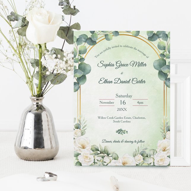 Invitation Eucalyptus Green Botanical Sage Floral wedding (Eucalyptus Green Botanical Sage Floral wedding Invitation)