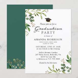 Invitation Eucalyptus Green Feuille de la Nature Graduation P