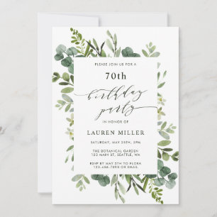 Invitation Eucalyptus Green Foliage fête d'anniversaire