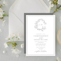 Eucalyptus Green Leafer Crest Monogram Mariage