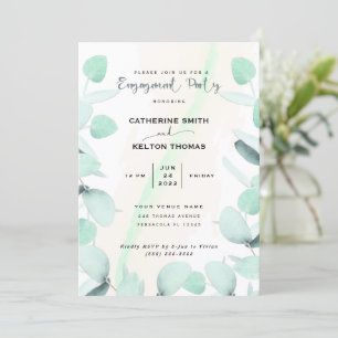 Invitation Eucalyptus Green Party d'engagement simple