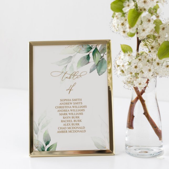 Invitation Eucalyptus Green Tableau Numéro 4 Tableau de siège (Créateur téléchargé)