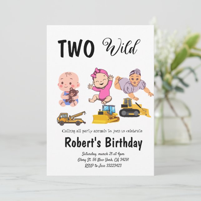 Invitation Eucalyptus greenary wedding birthaday (Debout devant)