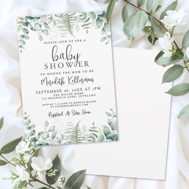Invitation Eucalyptus Greenery Baby Shower (Eucalyptus Greenery Baby Shower Invitation)