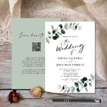 Eucalyptus Greenery QR Code Calligraphie Mariage