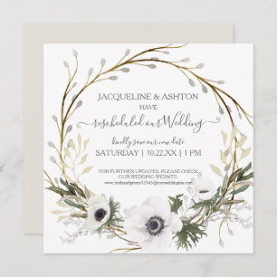 Invitation Eucalyptus gris blanc d'anémone Mariage rééchelonn