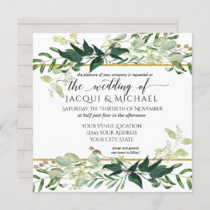 Invitation Eucalyptus Grove Greenery Rustic Winery Mariage