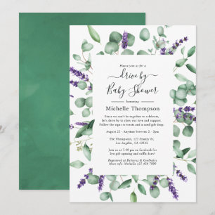 Invitation Eucalyptus Lavender Drive By Mariage ou Baby Showe