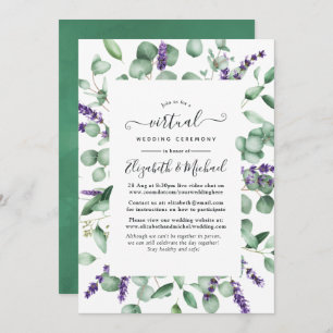 Invitation Eucalyptus Lavender Greenery Mariage virtuel