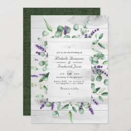 Invitation Eucalyptus Lavender Russe Pays Code QR Mariage
