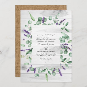 Invitation Eucalyptus Lavender Russe Pays Code QR Mariage