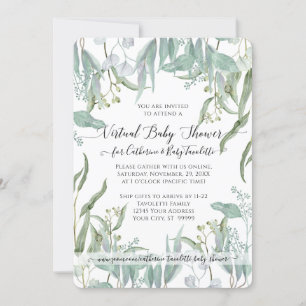 Invitation Eucalyptus Leaf Woodsy Foliage bébé Douche virtuel