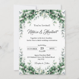 Invitation Eucalyptus Mariage feuille de feuillage vert de co
