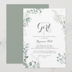Invitation Eucalyptus minimaliste C'est un Baby shower fémini