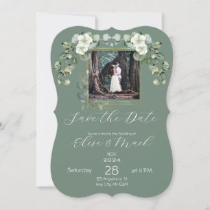 Invitation Eucalyptus minimaliste photo Mariage Enregistrer l