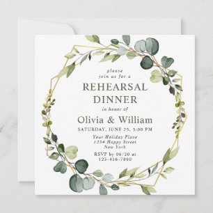 Invitation Eucalyptus moderne Cadre de couronnes REHEARSAL DÎ