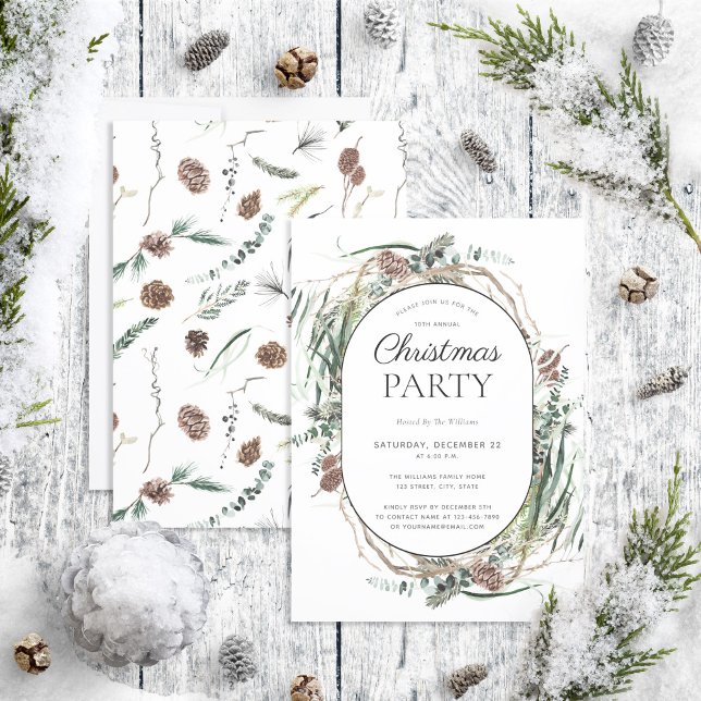 Invitation Eucalyptus moderne Dusty Fête de Noël d'hiver (Créateur téléchargé)