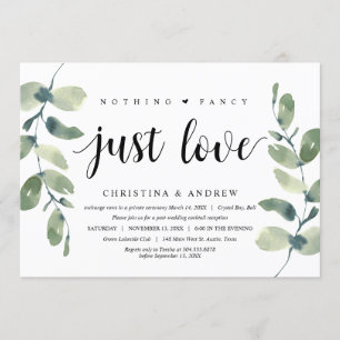 Invitation Eucalyptus Moderne, Encre Noire, Fuite en Amoureux