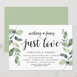 Invitation Eucalyptus Moderne, Encre Noire, Mariage Intime
