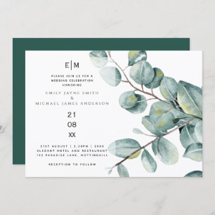 Invitation Eucalyptus moderne Feuille mariage vert invite