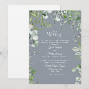 Invitation Eucalyptus moderne Les deux parents Dusty Blue Mar