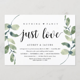 Invitation Eucalyptus Moderne,  Mariage Fuite de Cérémonie de