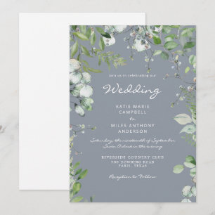 Invitation Eucalyptus moderne Pas de parents Dusty Mariage bl