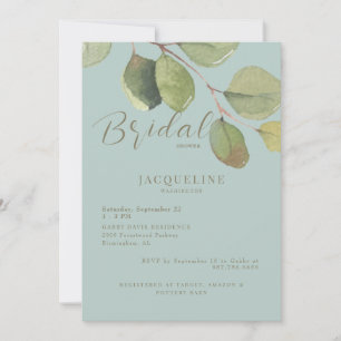 Invitation Eucalyptus moderne Seafoam Gold Fête des mariées t