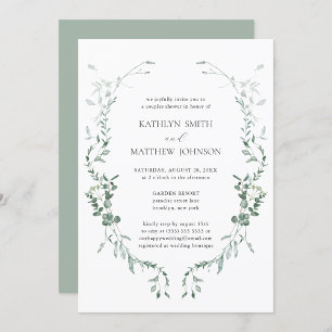 Invitation Eucalyptus moderne verdure Jardin Couples Douche