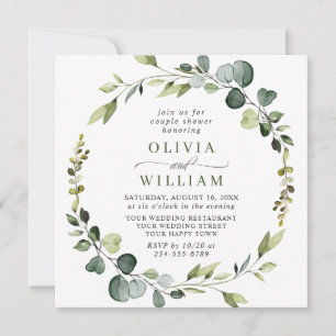 Invitation Eucalyptus moderne Wreath Frame COUPLE DOUCHE EN C